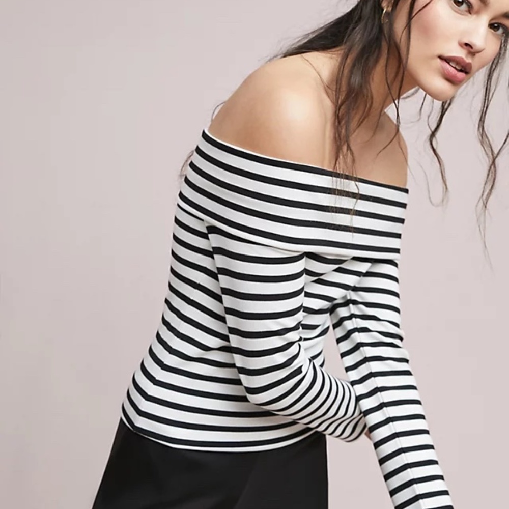 Anthropologie Alta Striped Off-The-Shoulder Top